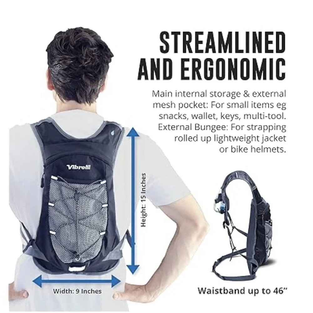 Hydration Backpack 2L Water Bladder–Leak-Proof Pack for Running, Hiking, Cycling